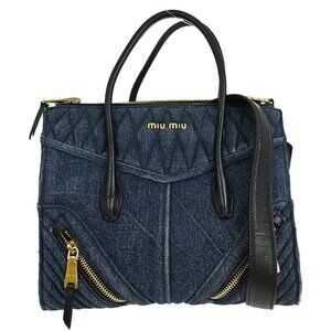 MIU MIU BLUE DENIM BIKER 2WAY HANDBAG 31/Y NQ01290